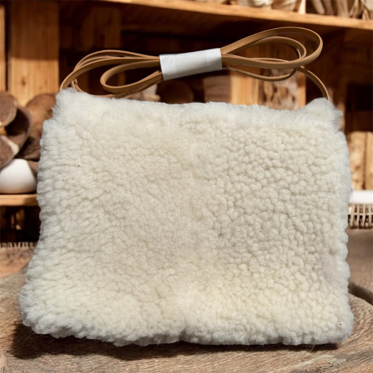Burghley Cream Sheepskin Crossbody Bag
