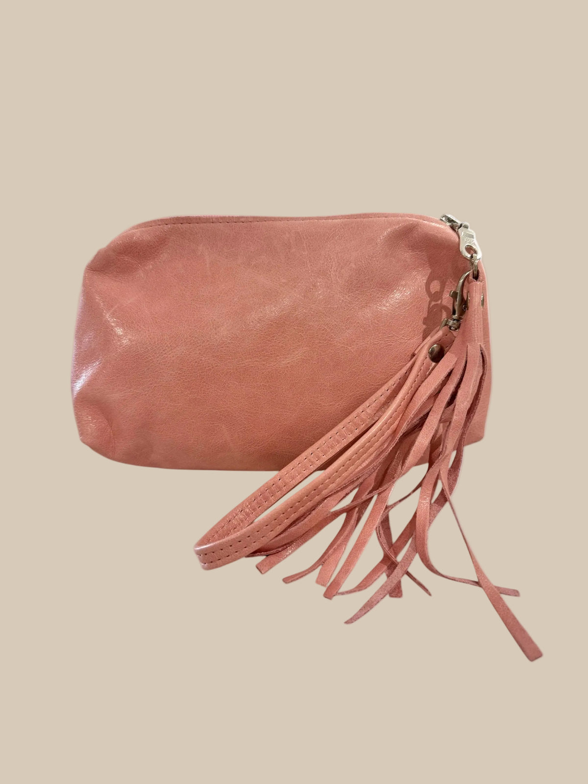 Baby Pink Leather Cosmetic Bag / Pouch