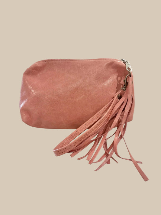 Baby Pink Leather Cosmetic Bag / Pouch