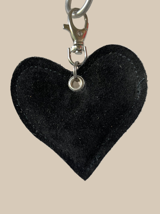 Black Suede Heart Keyring