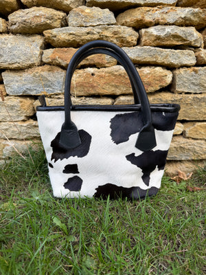 Black  White Cowhide Haydock Handbag