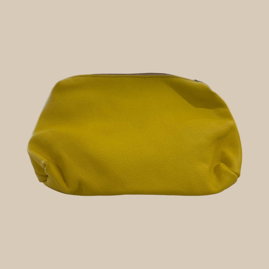 Bright Yellow Leather Cosmetic Bag / Pouch