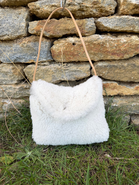 Burghley Cream Sheepskin Crossbody Bag