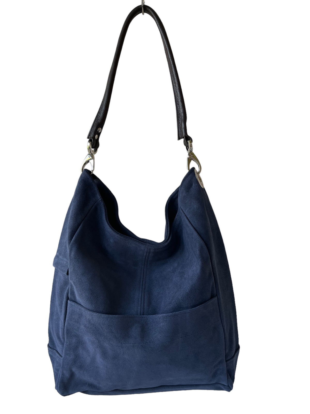 Navy Suede Zipper Cheltenham Tote