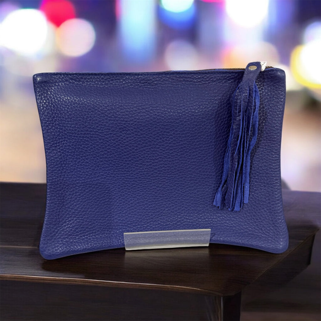 Cobalt Blue Bubble Leather Travel Wallets / Clutch Bags