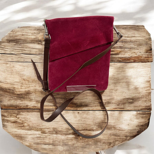 Deep Pink Suede Crossbody Handbag