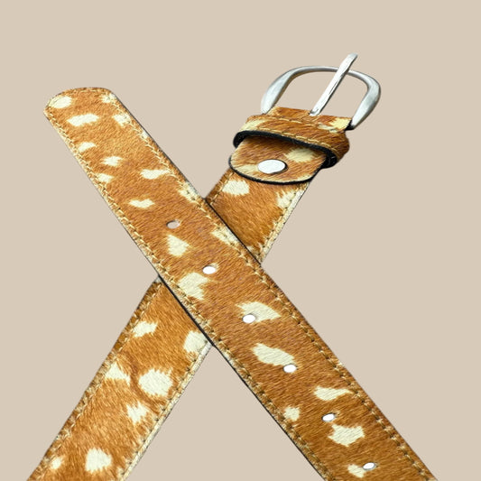 Deer Hair on Hide Leather Belt