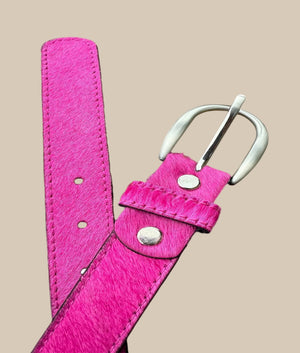 Neon Coloured Hair on Hide Leather Belt