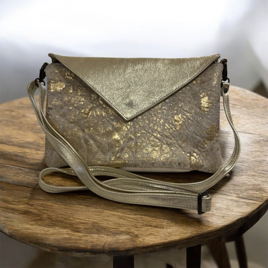 Gold Acid Splash Hair on Hide Crossbody