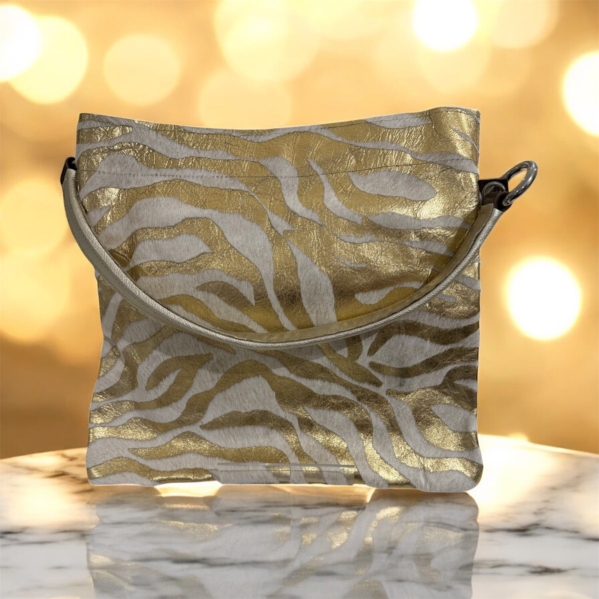 Gold Zebra Pattern Handbag