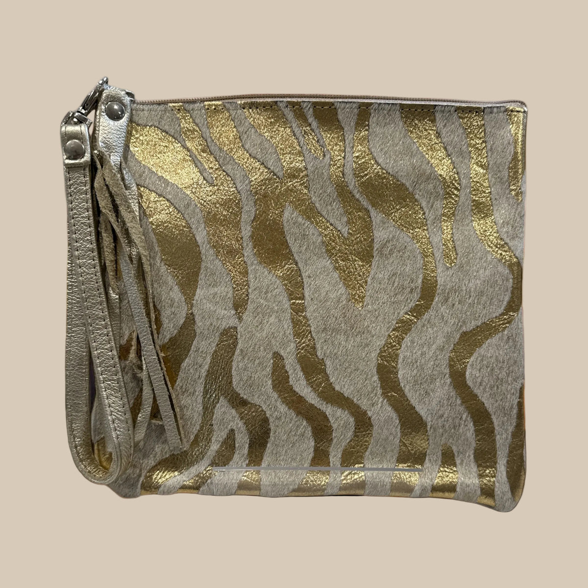 Gold Zebra  Square Clutch / Cosmetic Pouch
