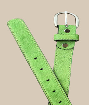 Neon Coloured Hair on Hide Leather Belt