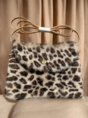 Sheepskin Crossbody Bag - Leopard Print