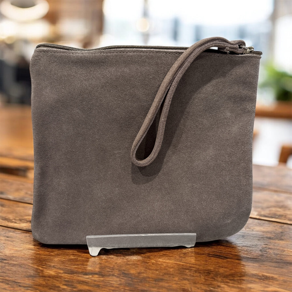 Mushroom Suede Square Clutch / Cosmetic Pouch