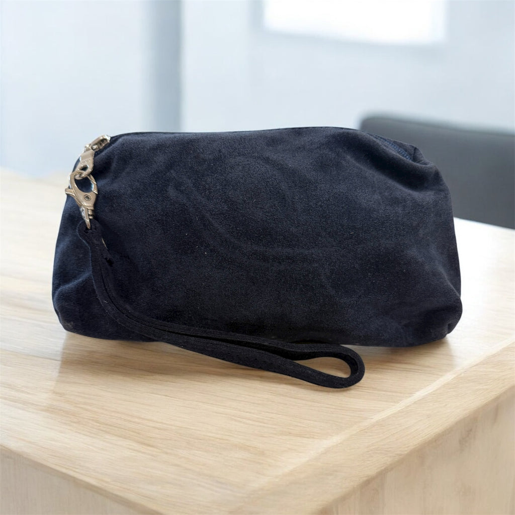 Navy Suede Cosmetic Bag