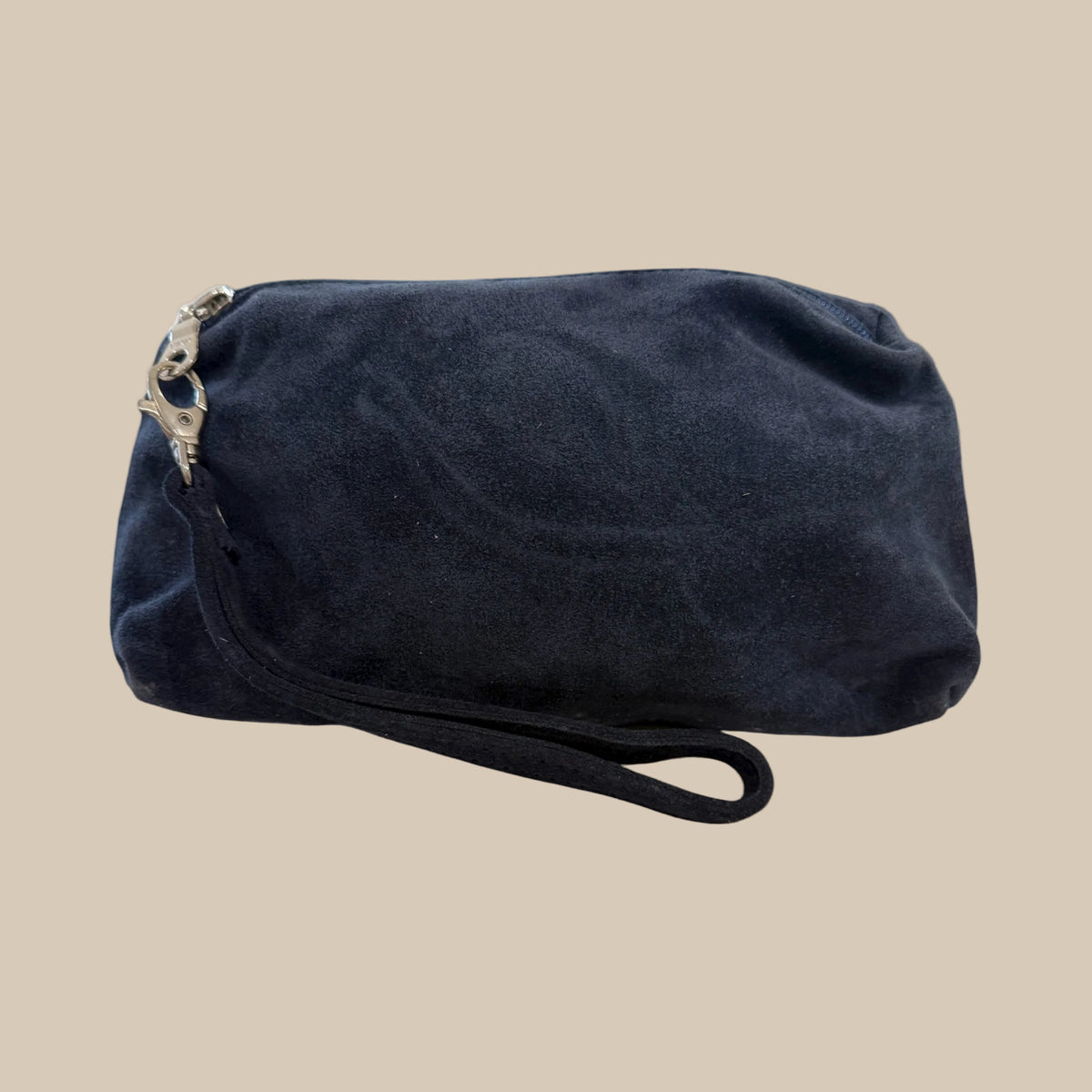 Navy Suede Cosmetic Bag / Pouch
