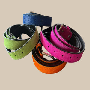 Neon Coloured Hair on Hide Leather Belt