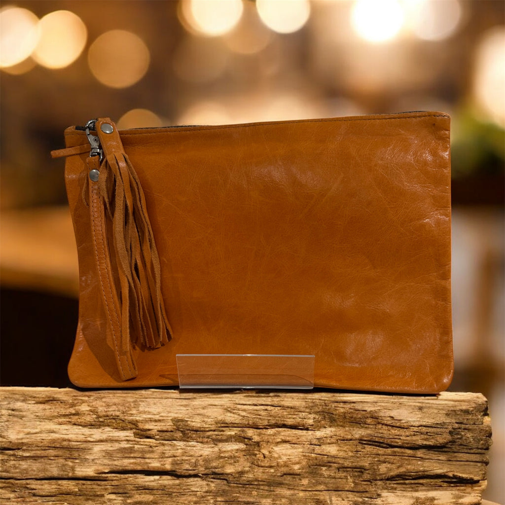 Orange Leather Travel Wallets / Clutch Bags