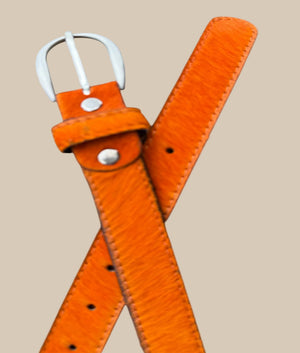 Neon Coloured Hair on Hide Leather Belt