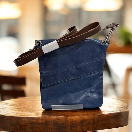 Petrol Blue Leather Crossbody Handbag