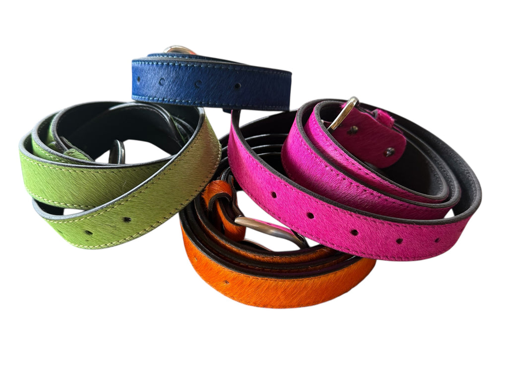 Neon Coloured Hair on Hide Leather Belt