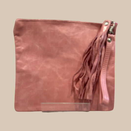 Pink Leather Square Clutch / Cosmetic Pouch
