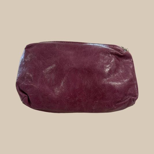 Purple Leather Cosmetic Bag / Pouch