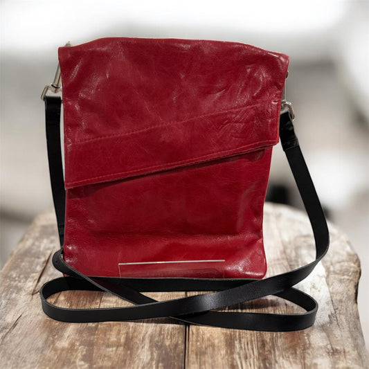 Red Leather Crossbody Handbag