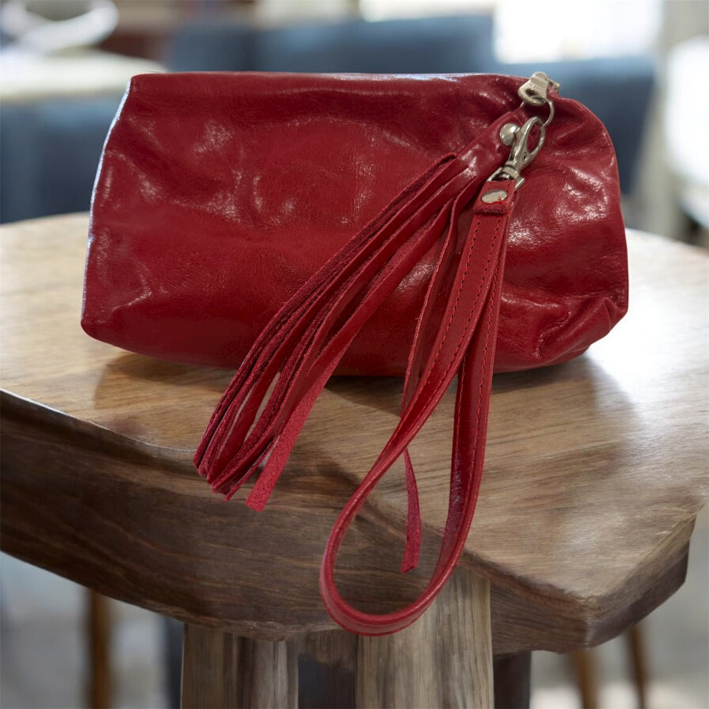 Red Leather Cosmetic Bag