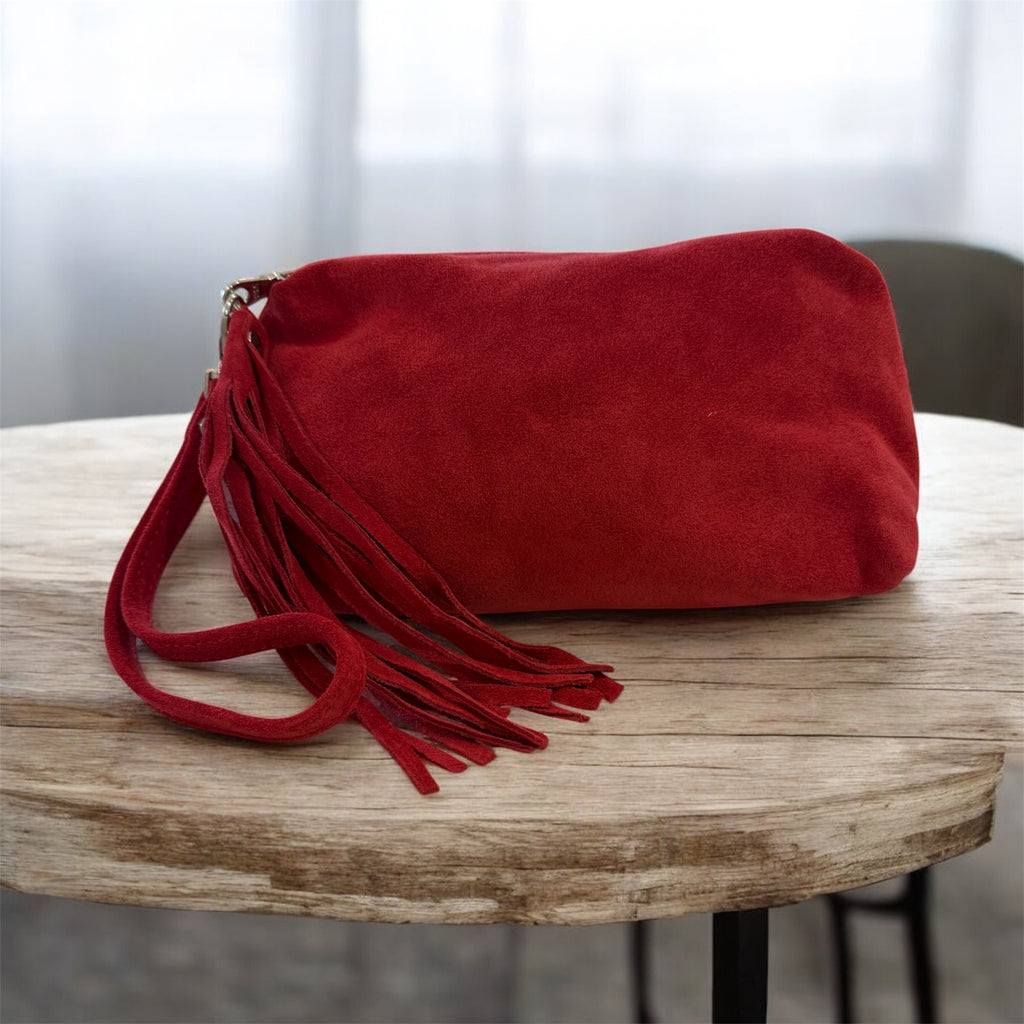 Red Suede Cosmetic Bag