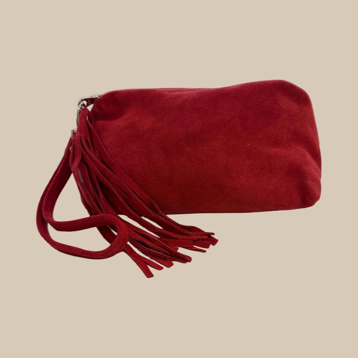 Red Suede Cosmetic Bag / Pouch