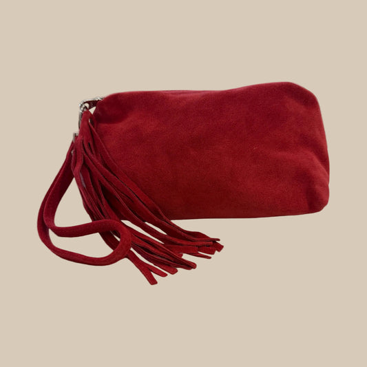 Red Suede Cosmetic Bag / Pouch