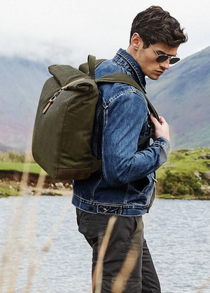 Khaki Waxed Canvas Backpack