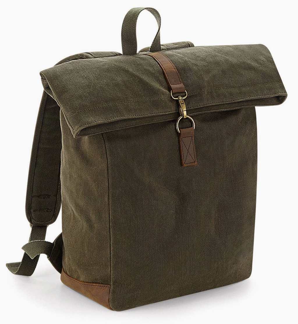 Khaki Waxed Canvas Backpack