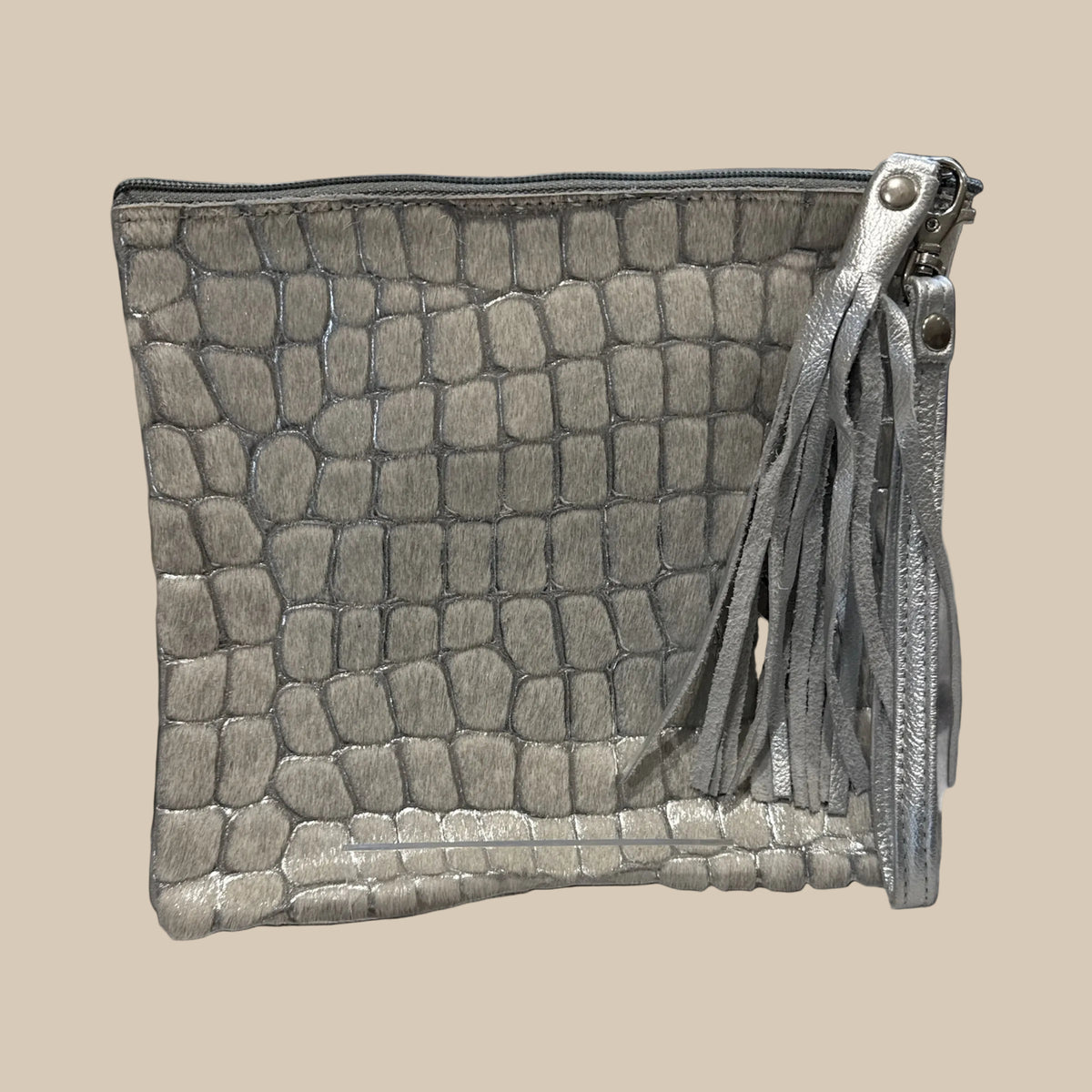 Silver pebble  Square Clutch / Cosmetic Pouch