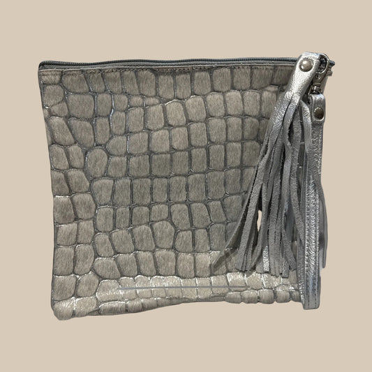 Silver pebble  Square Clutch / Cosmetic Pouch