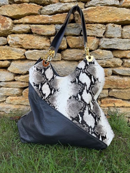 The Warwick Snake Black Tote (Maxi)