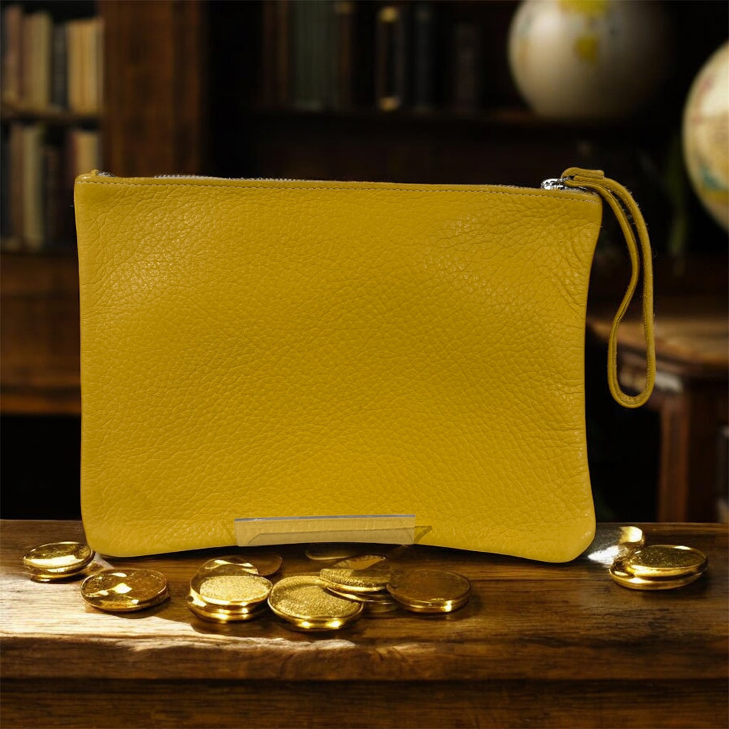 Yellow Bubble Leather Travel Wallets / Clutch Bags