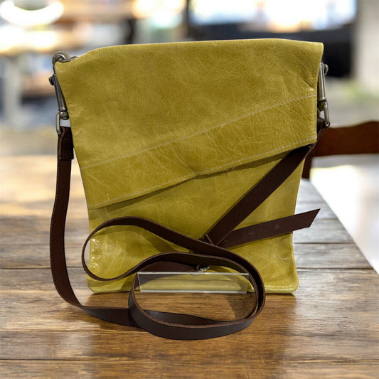 Yellow Leather Crossbody Handbag