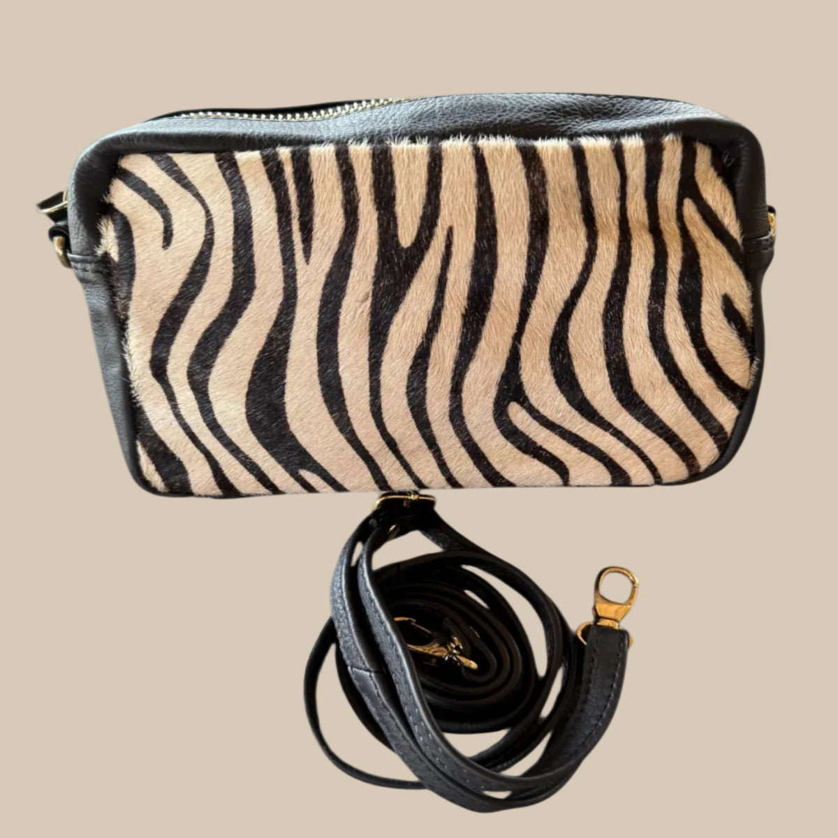 Zebra Print Box Crossbody / Clutch Bag