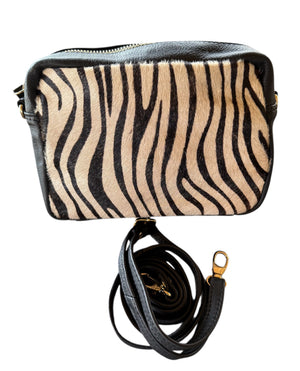 Zebra Print Box Crossbody / Clutch Bag