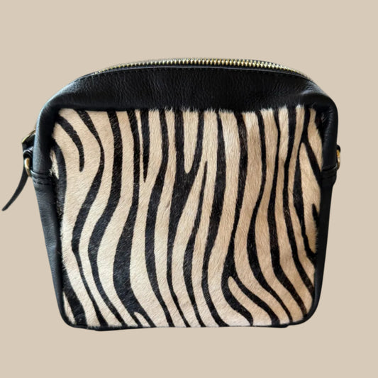 Zebra Print Box Crossbody / Clutch Bag